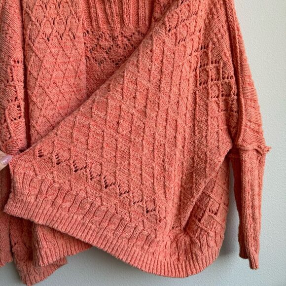 Free People Sunset Cruise Orange Sorbet Oversize Boho Travel Cardigan Size Large - Picture 5 of 9
